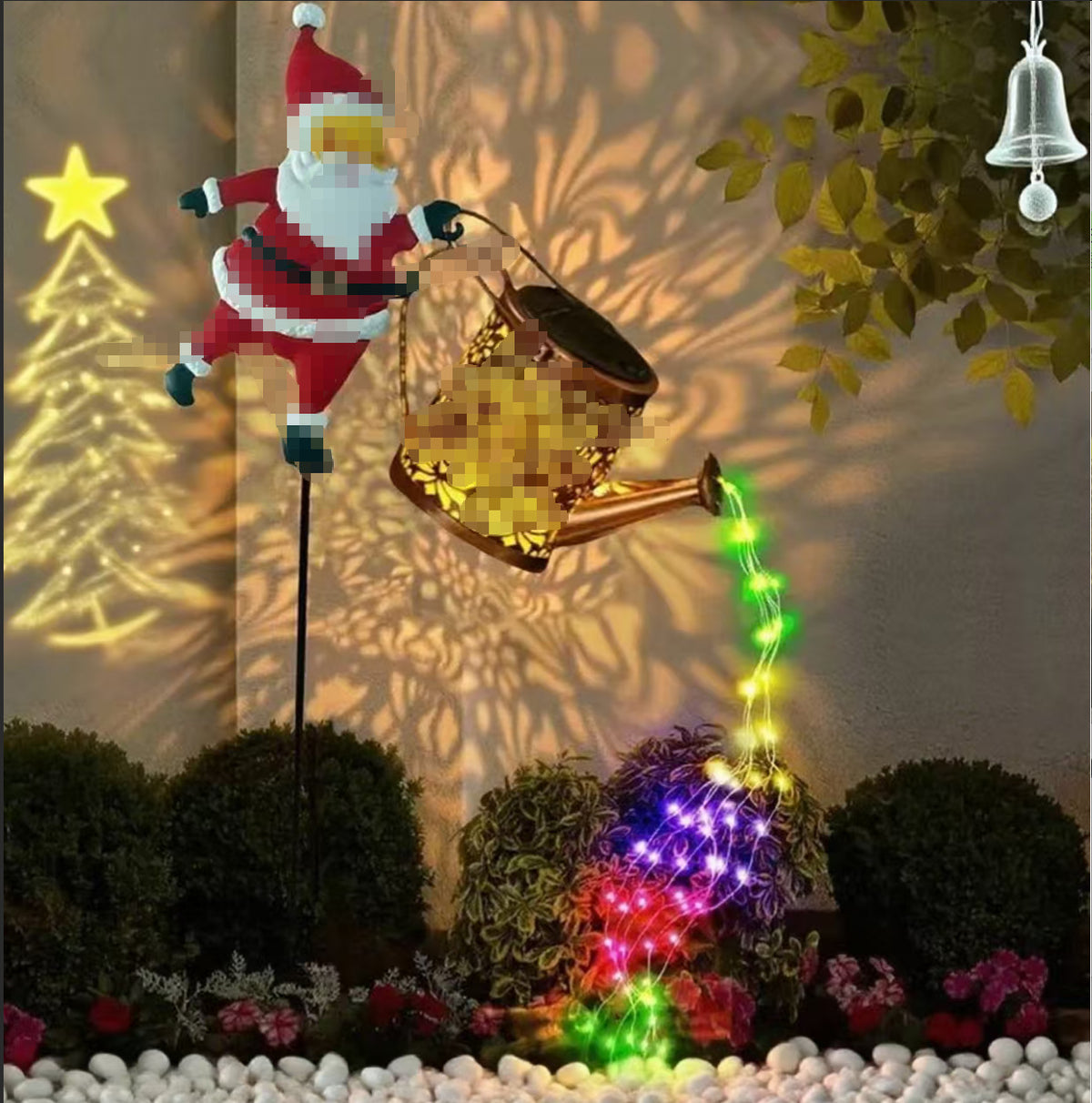 Creative Christmas Solar-Powered Santa Claus Lanterns for Outdoor Patios and Gardens - Wrought Iron Crafts Decorations