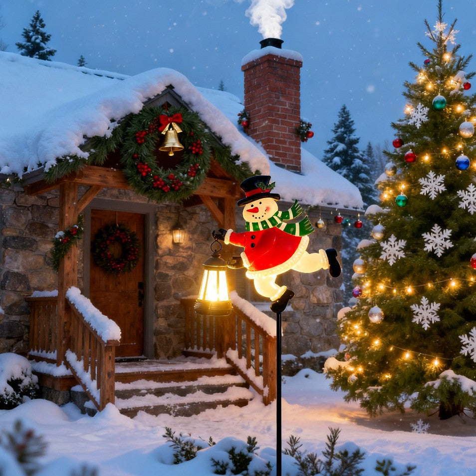 Creative Christmas Solar-Powered Santa Claus Lanterns for Outdoor Patios and Gardens - Wrought Iron Crafts Decorations
