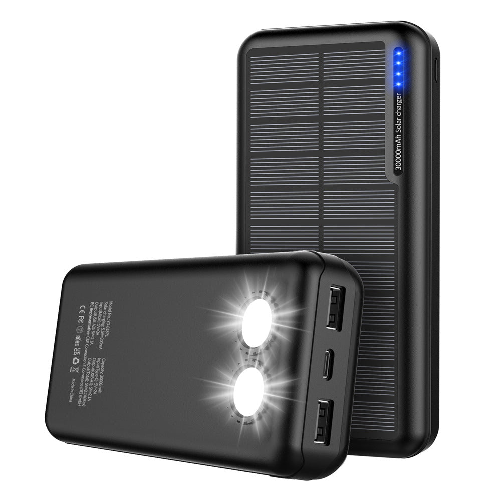 Amazon Hot Selling Solar Power Bank Highlight Dual Light Outdoor Waterproof Power Bank Korea KC Certification