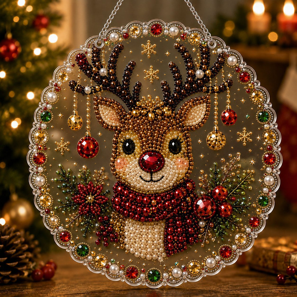 New 5D diamond painting pendant for cross-border Amazon, Christmas holiday ornament, diamond painting pendant factory direct sales.