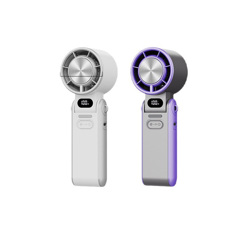 Digital display handheld foldable fan High-speed cooling small fan Outdoor mini portable folding USB small fan