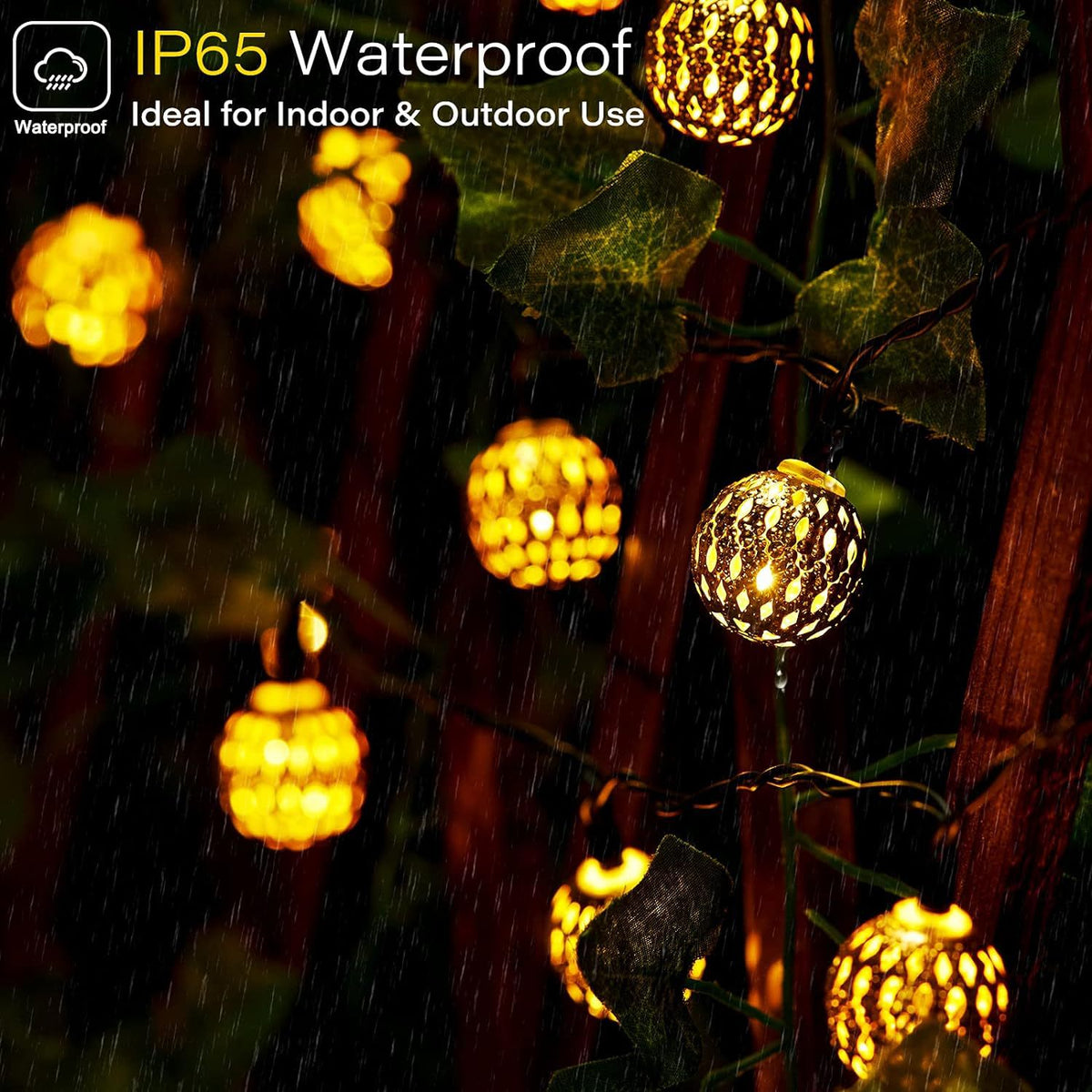Moroccan Ball Christmas Lights Iron Art LED Lights with Solar Colored Lights Outdoor Decoration Spot Wholesale