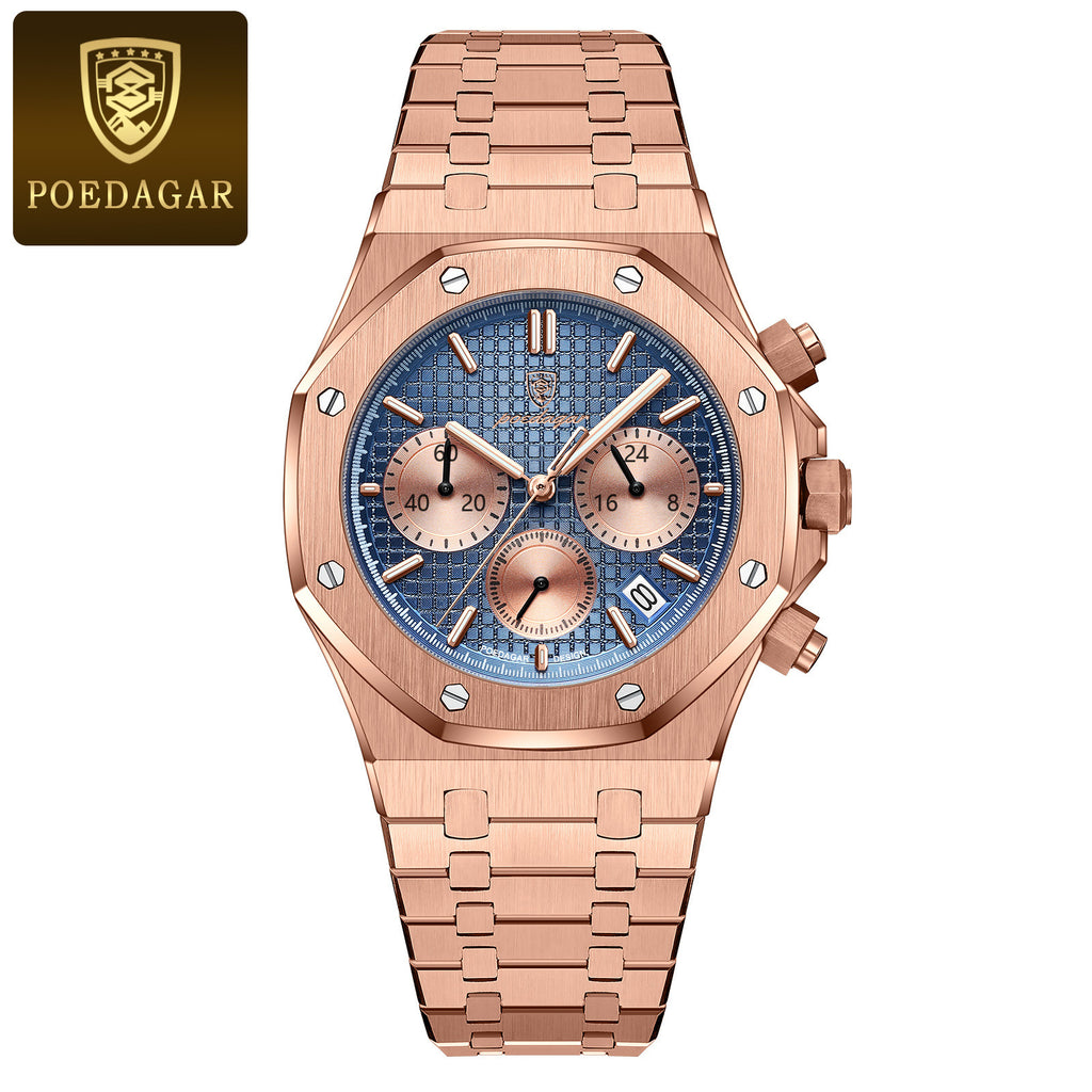 Swiss brand new multi-functional quartz men's watch, trendy wristwatch, live stream hot-selling item for foreign trade, dropshipping available.