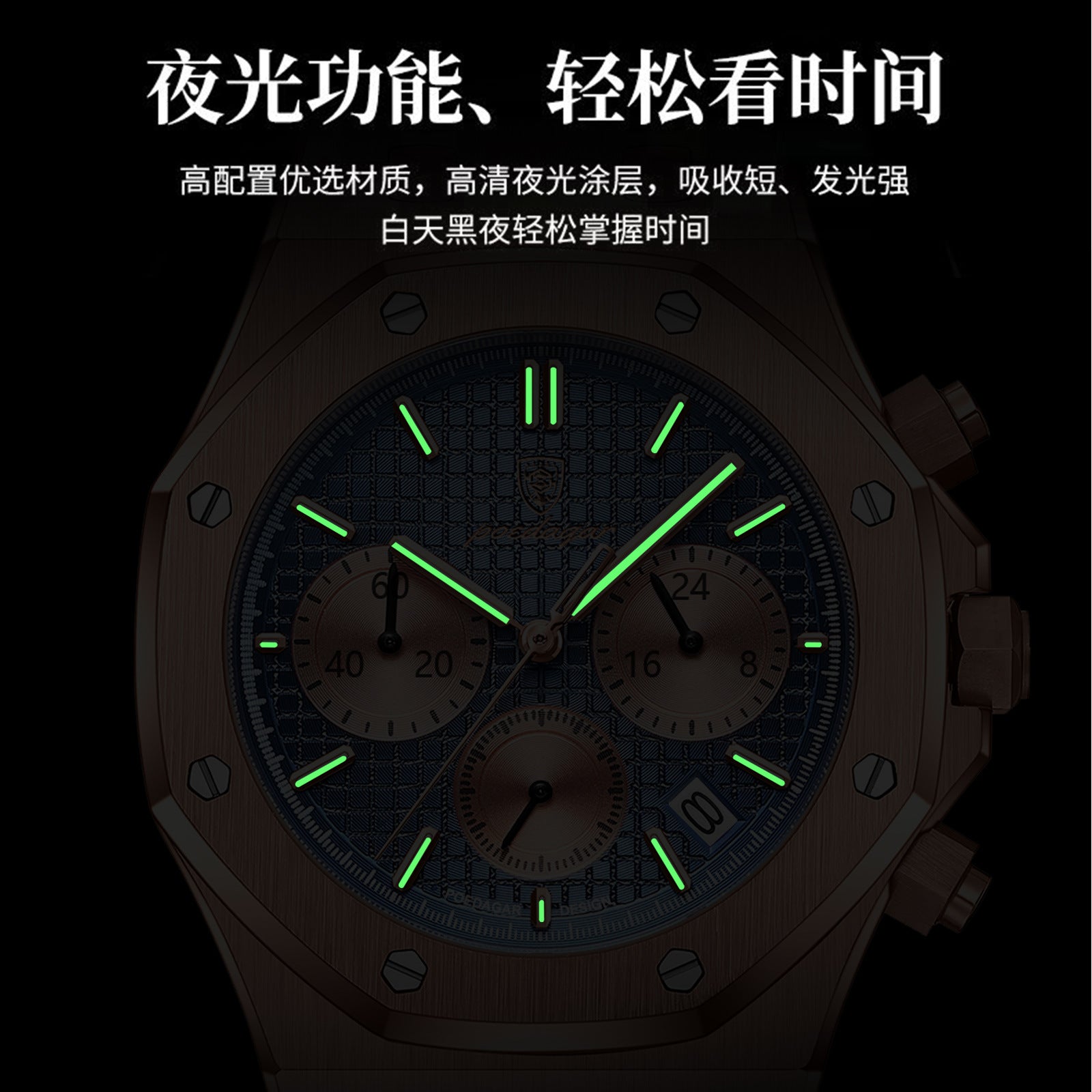 Swiss brand new multi-functional quartz men's watch, trendy wristwatch, live stream hot-selling item for foreign trade, dropshipping available.
