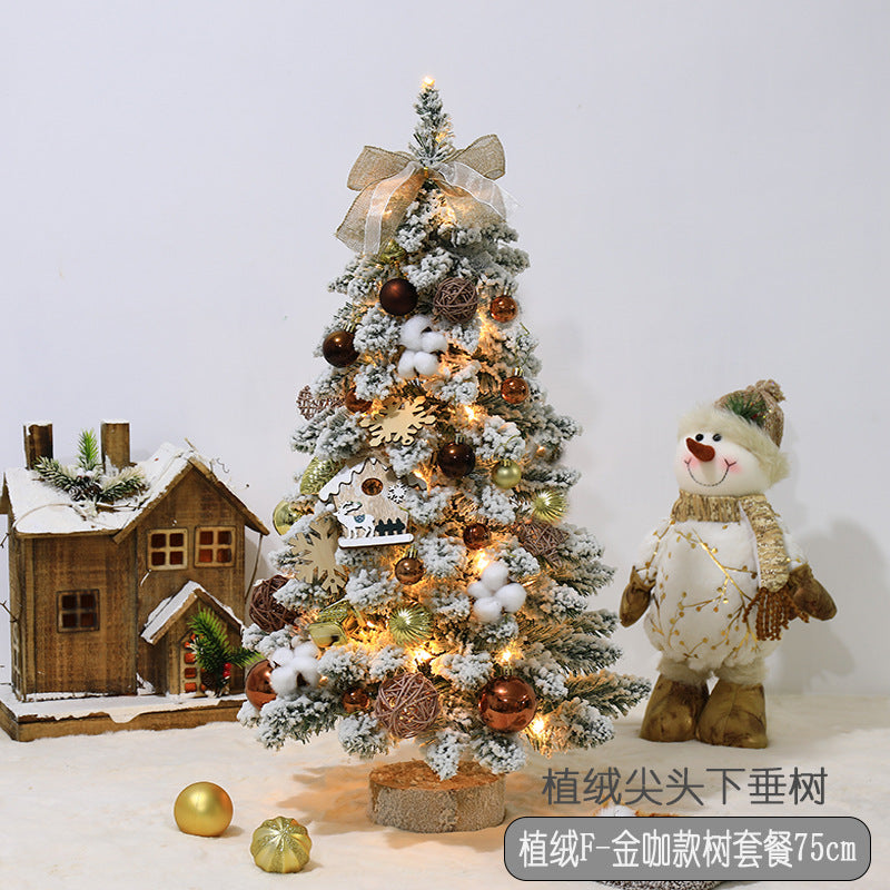 Factory direct sales of pointed, drooping mini flocked Christmas tree decorations, Christmas desktop ornaments, Nordic style.
