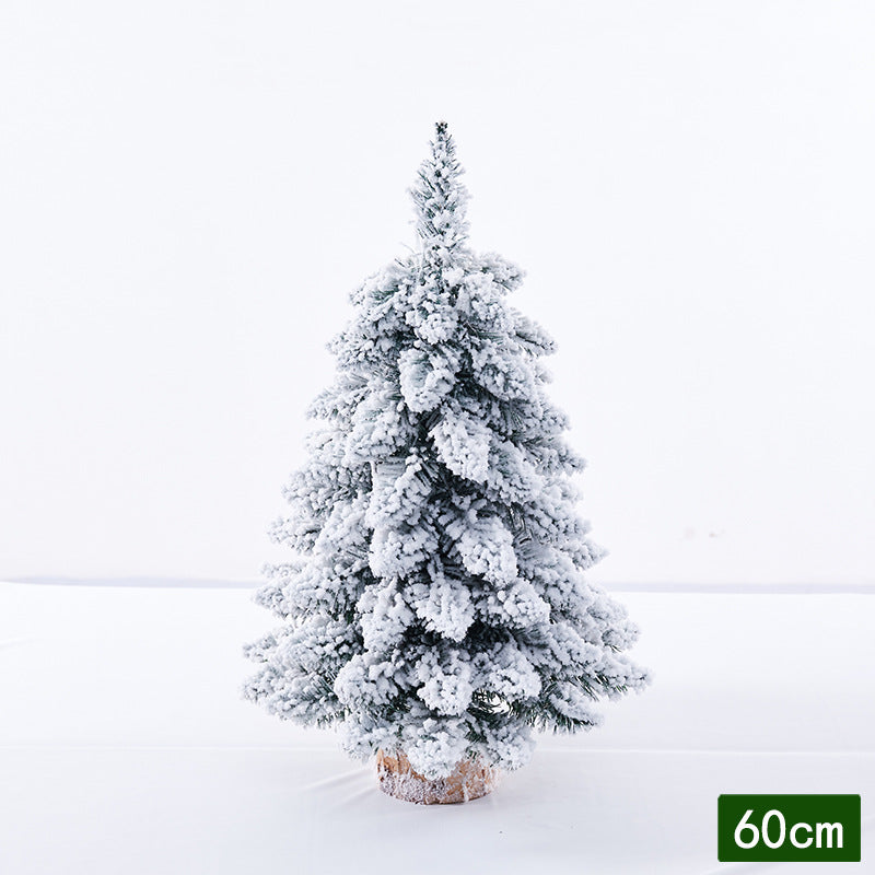 Factory direct sales of pointed, drooping mini flocked Christmas tree decorations, Christmas desktop ornaments, Nordic style.