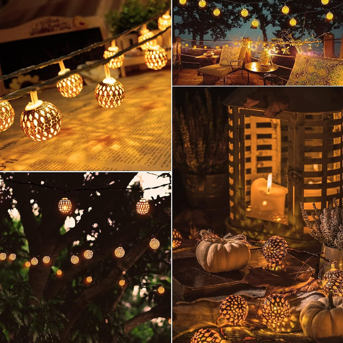 Moroccan Ball Christmas Lights Iron Art LED Lights with Solar Colored Lights Outdoor Decoration Spot Wholesale