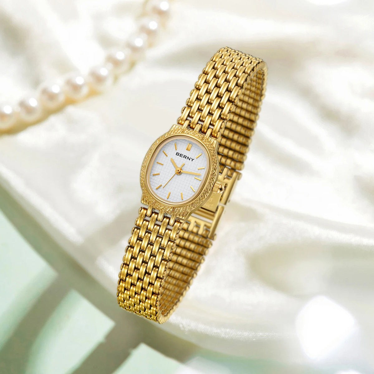Bernie brand popular high-end watch for women, high-end waterproof niche retro gold watch quartz watch imported movement