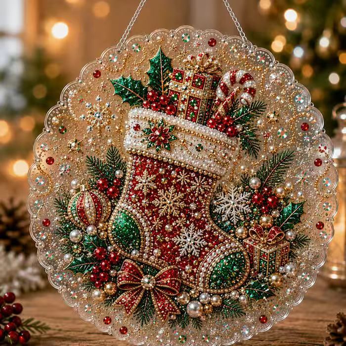 New 5D diamond painting pendant for cross-border Amazon, Christmas holiday ornament, diamond painting pendant factory direct sales.