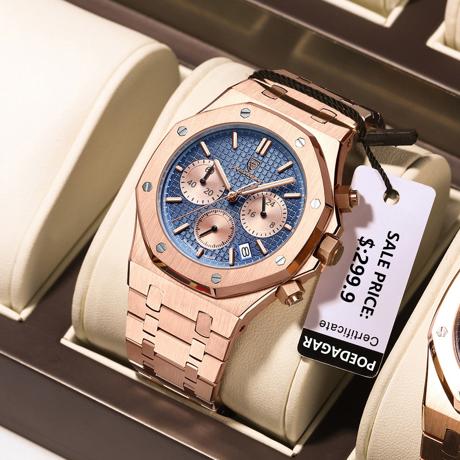 Swiss brand new multi-functional quartz men's watch, trendy wristwatch, live stream hot-selling item for foreign trade, dropshipping available.