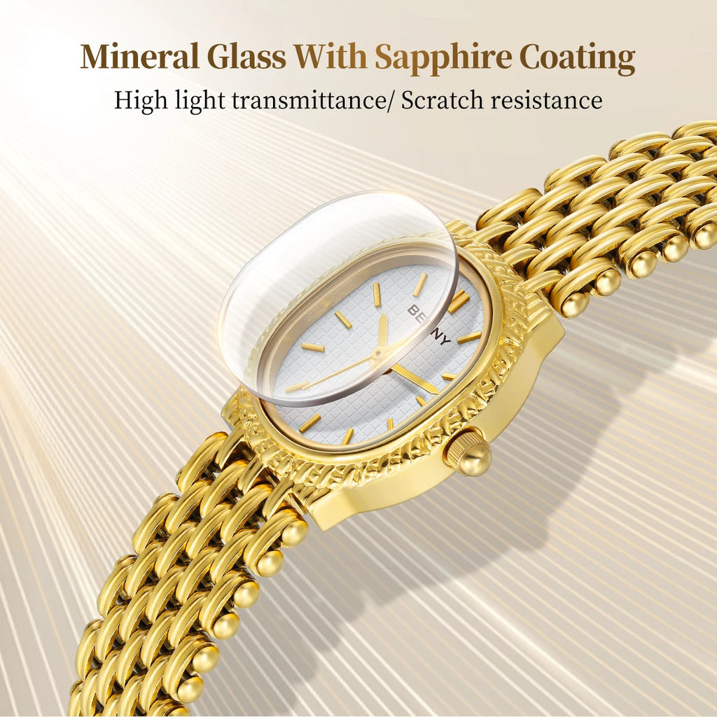 Bernie brand popular high-end watch for women, high-end waterproof niche retro gold watch quartz watch imported movement