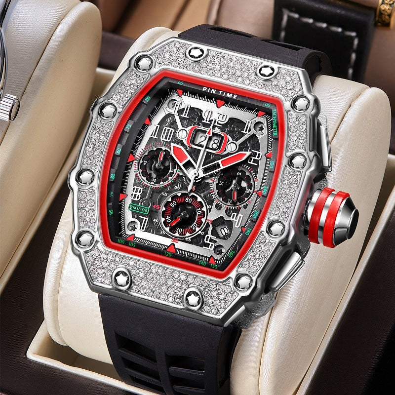 PINTIME/Pintime Quartz Watch Men's Watch Foreign Trade Cross-border Hot Sale Barrel Square Watch Multi-function Miller Watch Men