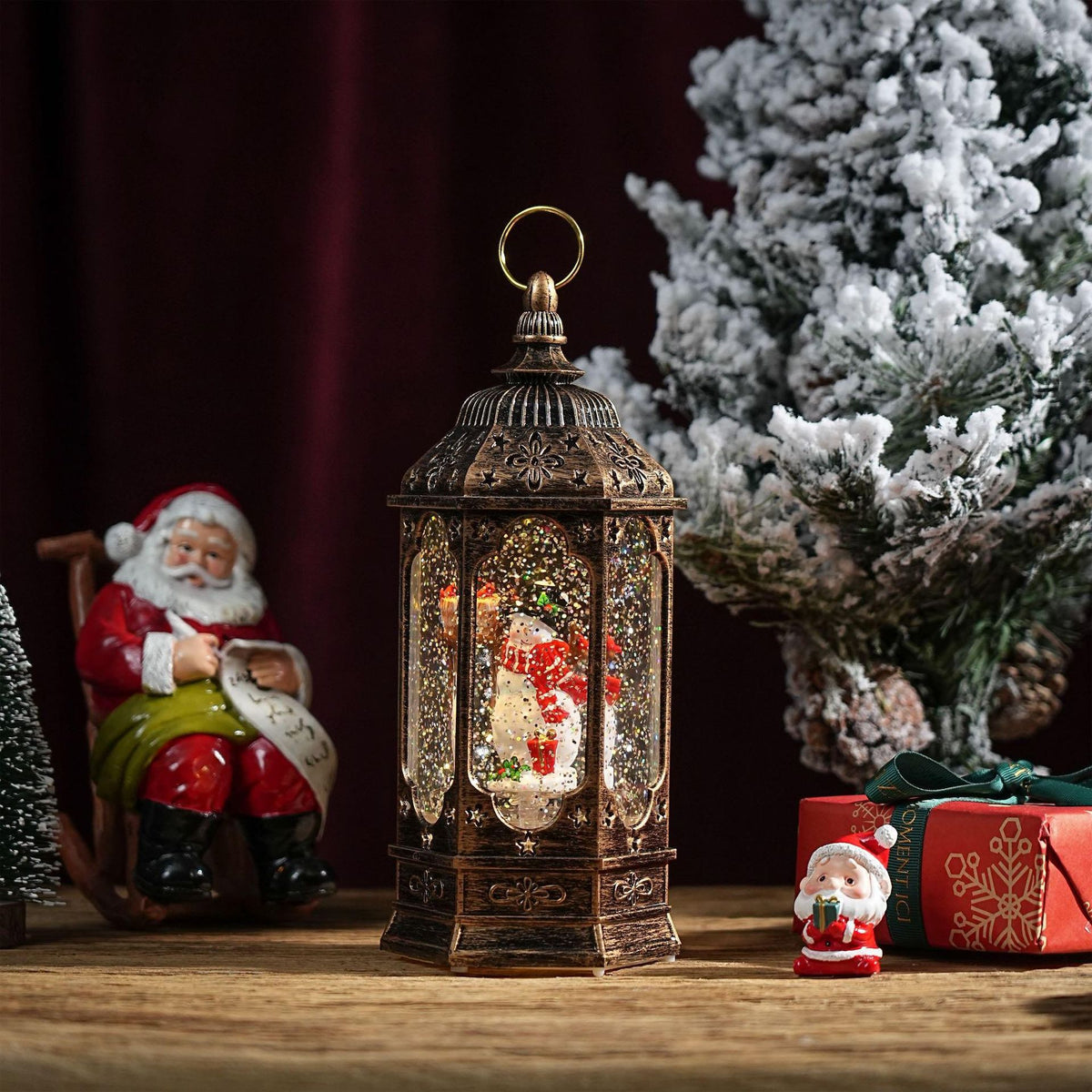 Cross-border Christmas decorations, LED water lanterns, old man and snowman indoor luminous night lights, creative home ornaments