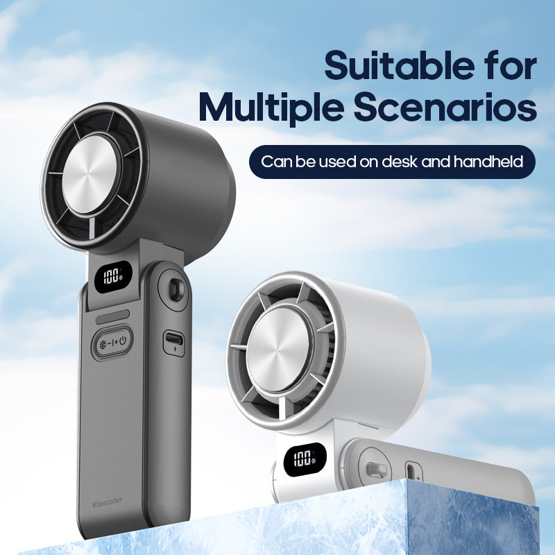 Digital display handheld foldable fan High-speed cooling small fan Outdoor mini portable folding USB small fan