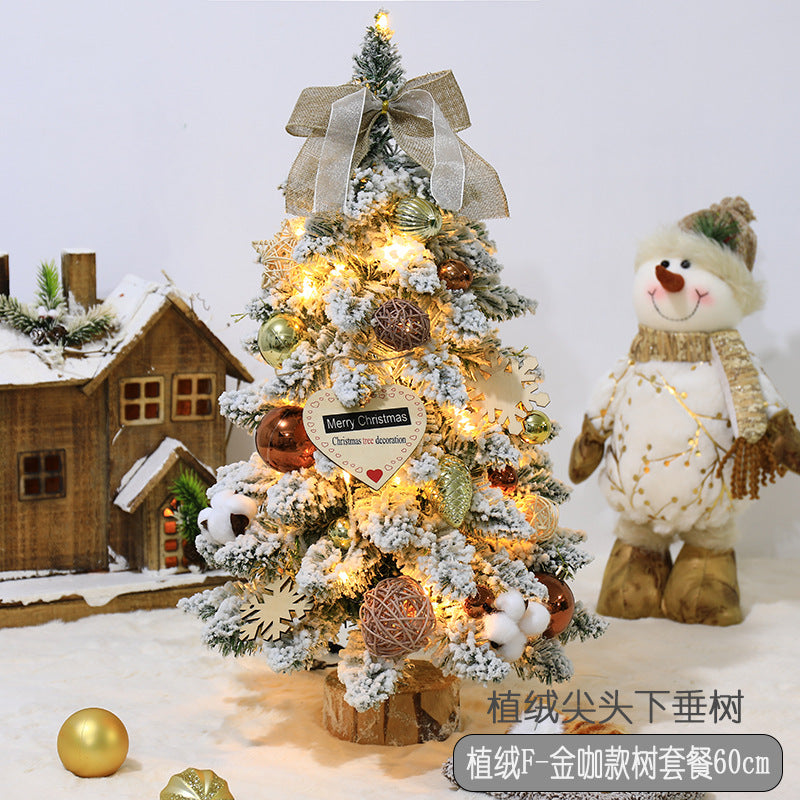 Factory direct sales of pointed, drooping mini flocked Christmas tree decorations, Christmas desktop ornaments, Nordic style.