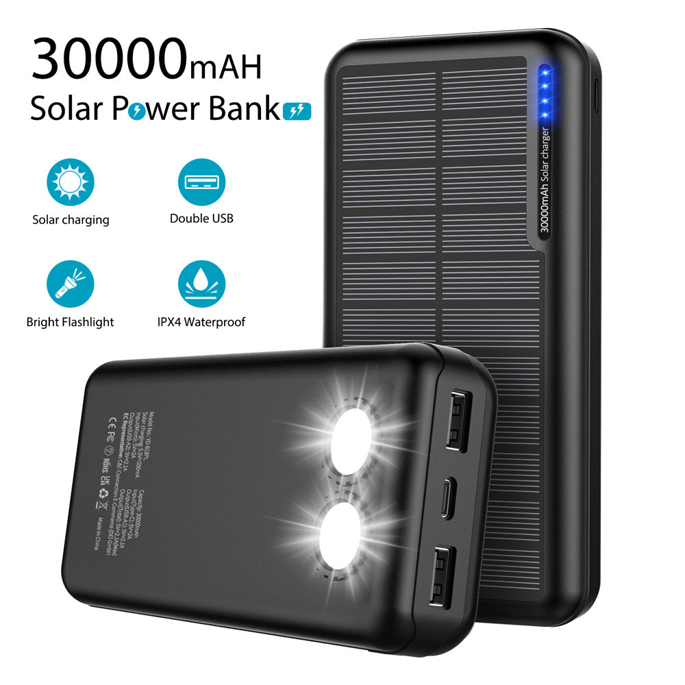 Amazon Hot Selling Solar Power Bank Highlight Dual Light Outdoor Waterproof Power Bank Korea KC Certification