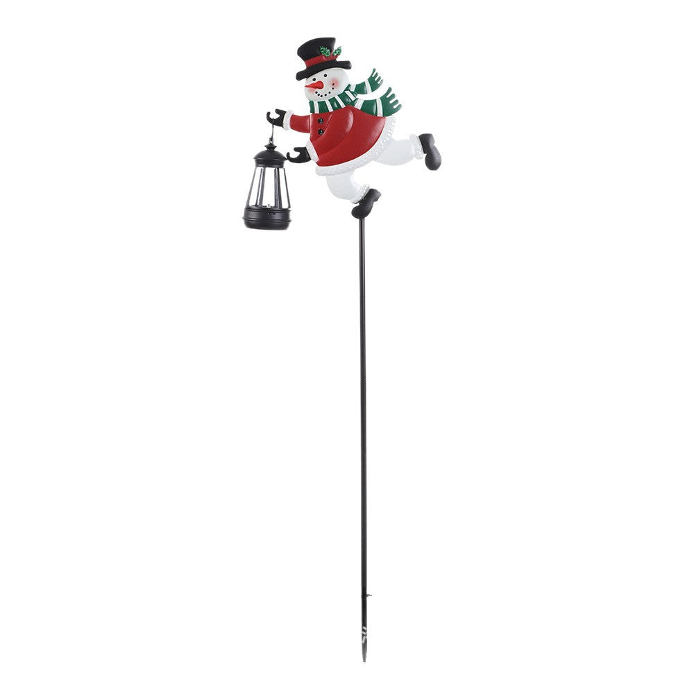 Creative Christmas Solar-Powered Santa Claus Lanterns for Outdoor Patios and Gardens - Wrought Iron Crafts Decorations