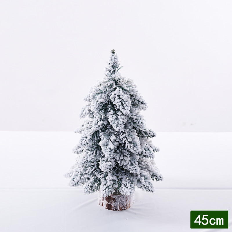 Factory direct sales of pointed, drooping mini flocked Christmas tree decorations, Christmas desktop ornaments, Nordic style.