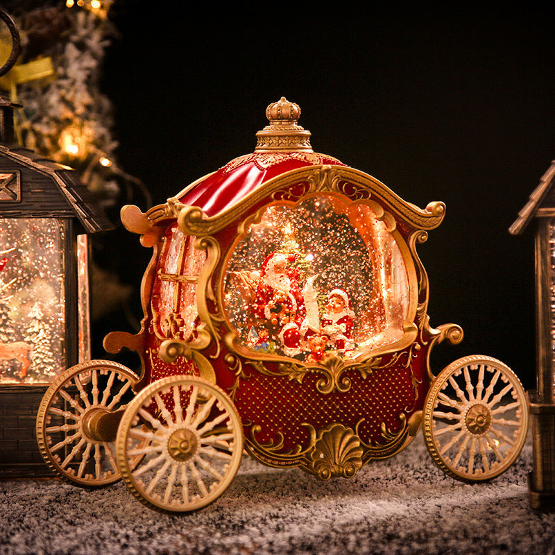 Christmas cross-border elderly carriage music box crystal ball children's holiday gift retro ornament gift