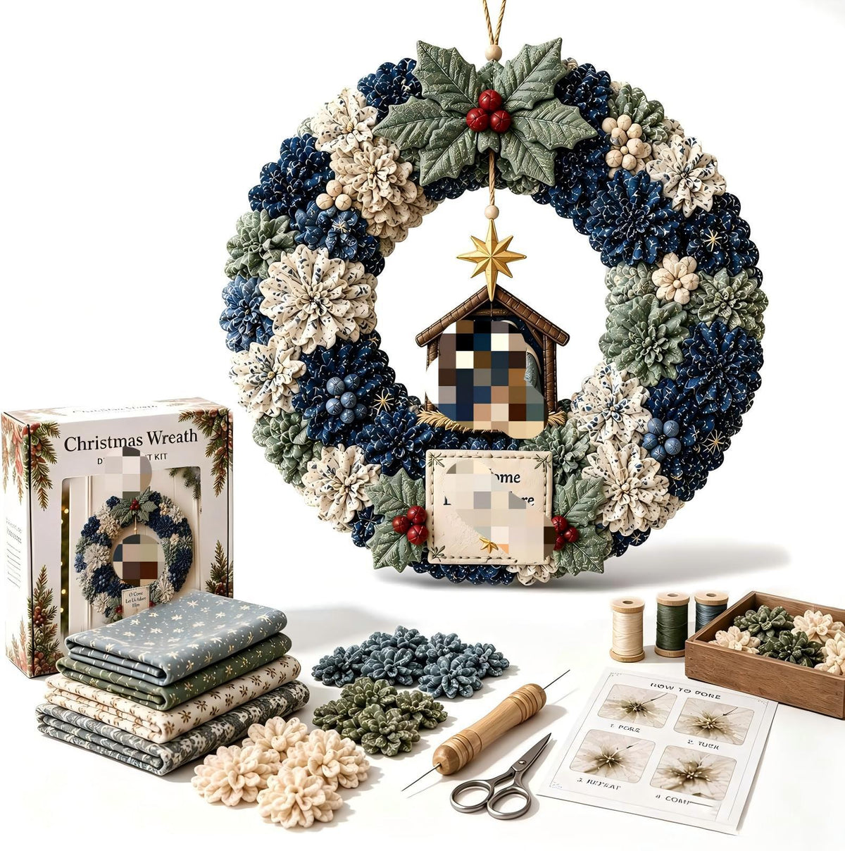 New cross-border product: Christmas Fabric Wreath DIY Kit