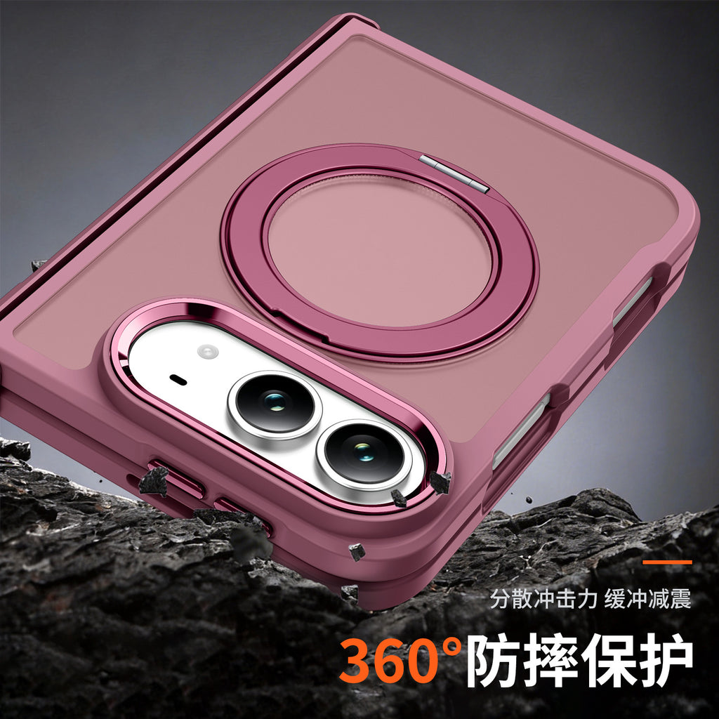 Cross-border applicable Apple 18-fold phone case iPhone Duo skin-feel stand case magnetic case custom protective case